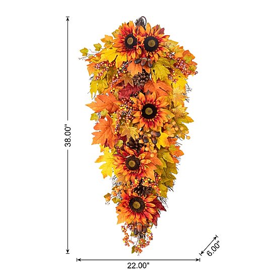 Glitzhome 38" Oversized Sunflower Wreath