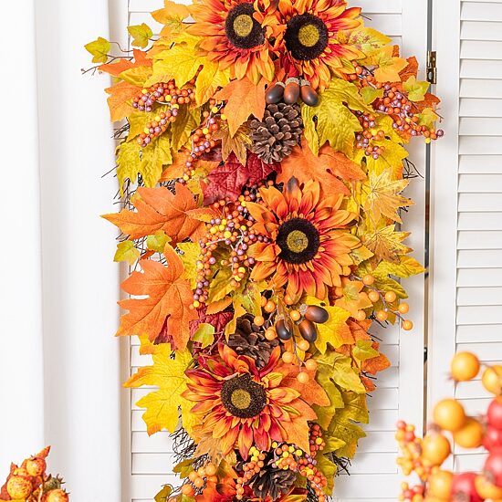Glitzhome 38" Oversized Sunflower Wreath