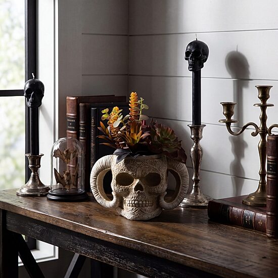 Nearly Natural 9.5" Horned Skull Artificial Plant