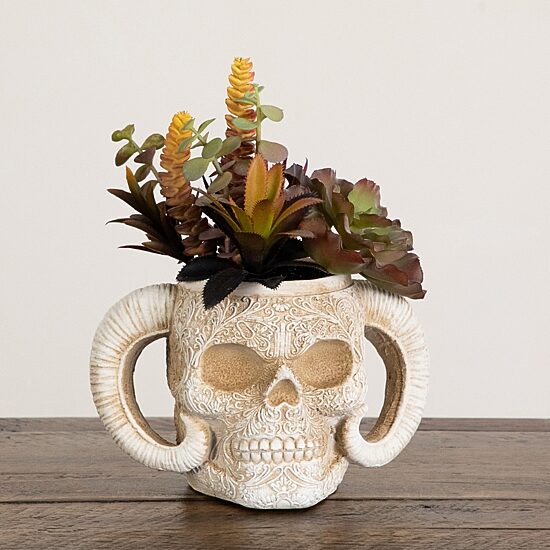 Nearly Natural 9.5" Horned Skull Artificial Plant