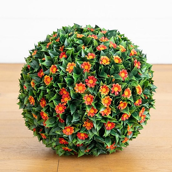 Nearly Natural 15" Flowering Daisy Boxwood Artificial Plant