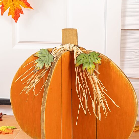 Glitzhome 18" Wood Interlocking Pumpkin Porch Sign