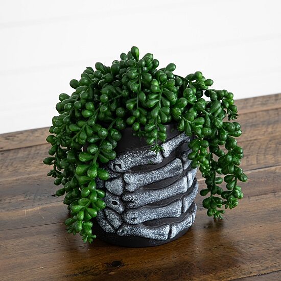 Nearly Natural 7" String Pearls Skeleton Hand Artificial Plant