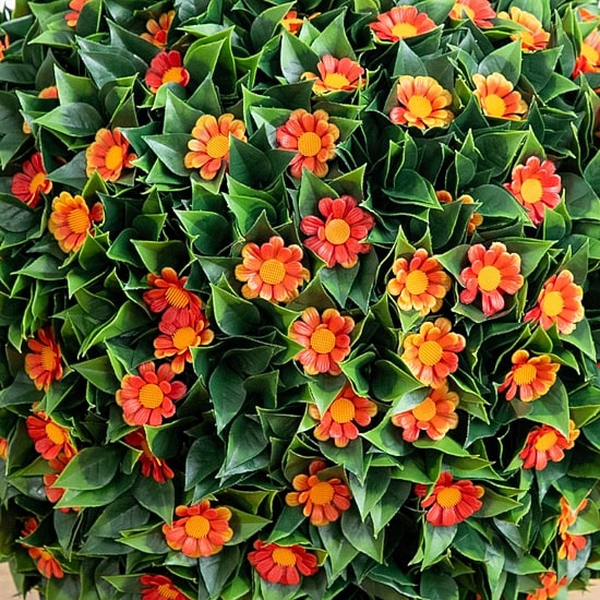 Nearly Natural 15" Flowering Daisy Boxwood Artificial Plant