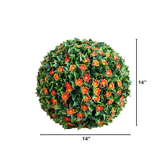 Nearly Natural 15" Flowering Daisy Boxwood Artificial Plant