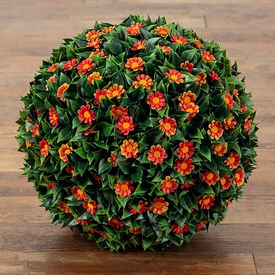 Nearly Natural 15" Flowering Daisy Boxwood Artificial Plant
