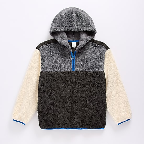 Thereabouts Sherpa Quarter Zip Little & Big Kid Boys Long Sleeve Fleece Zipper Hoodie