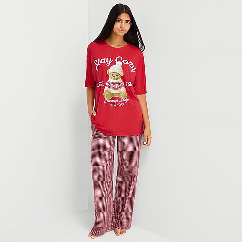 Arizona Body Womens Crew Neck Short Sleeve Juniors Pajama Top, Xx-large, Red