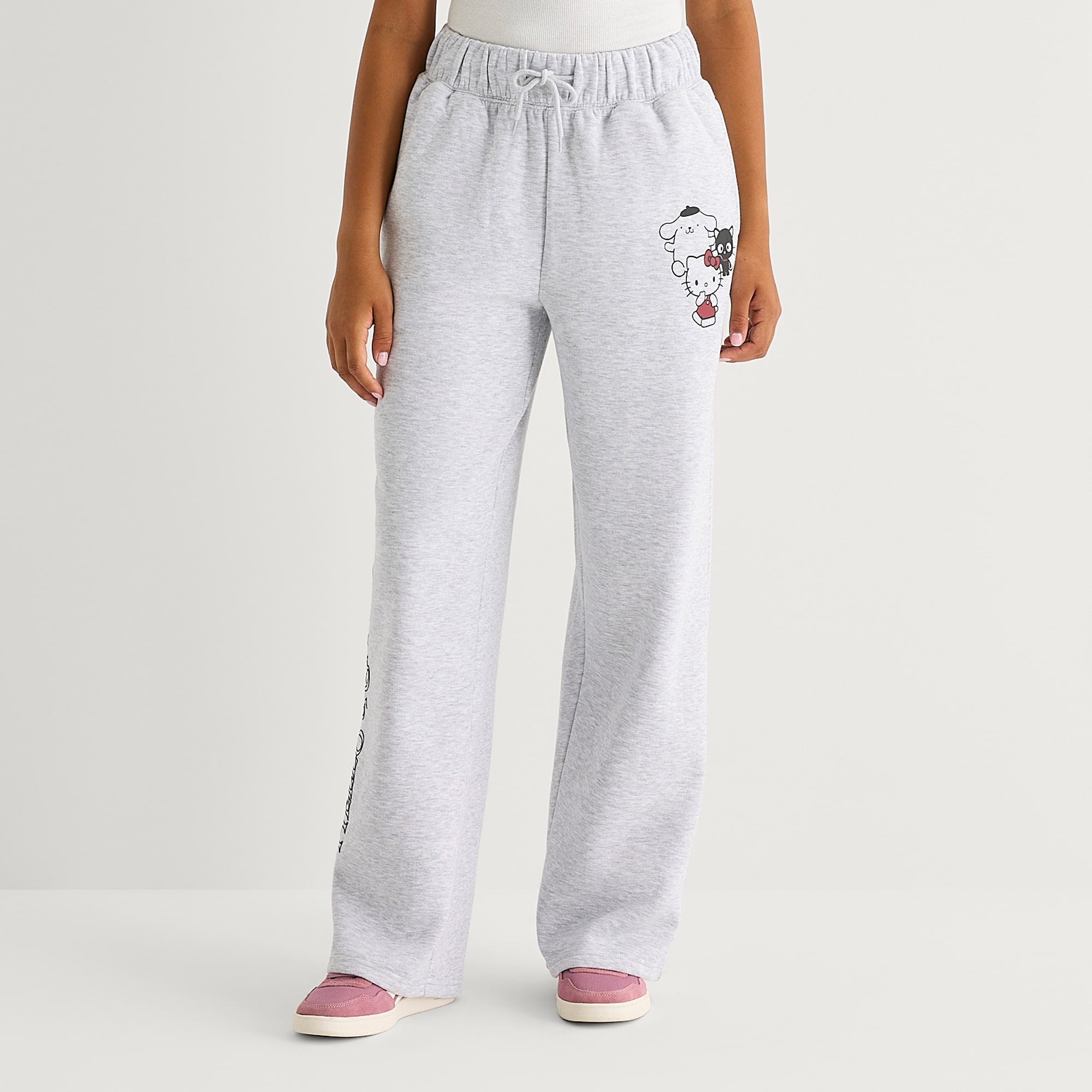 Womens Juniors Wide Leg High Rise Hello Kitty Sweatpant