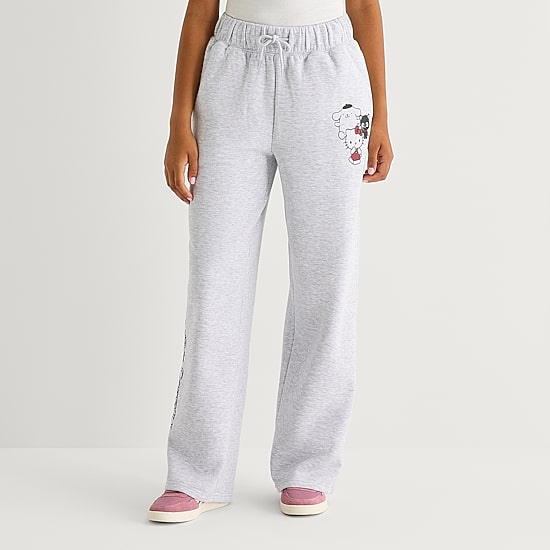 Womens Juniors Wide Leg High Rise Hello Kitty Sweatpant