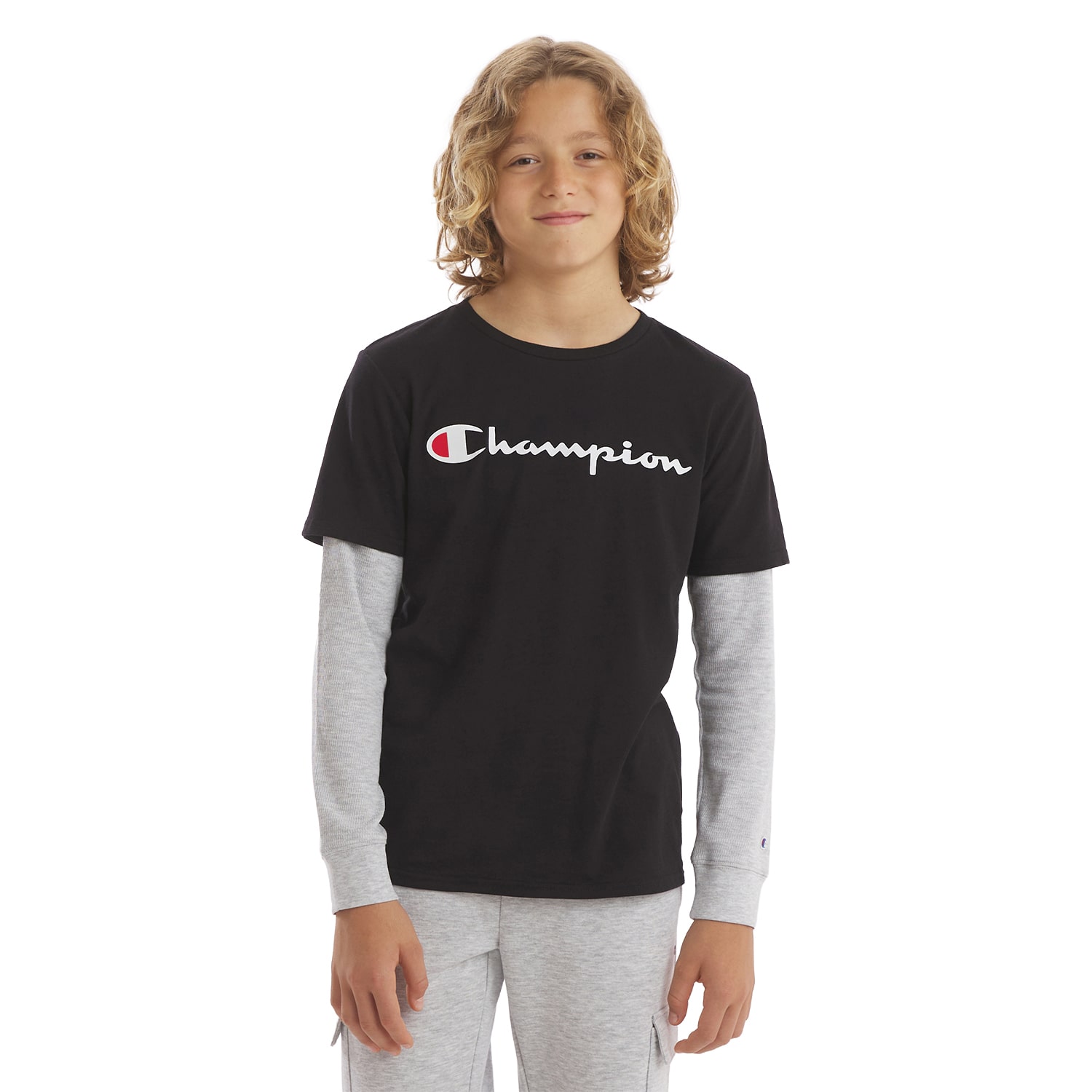 Champion Big Kid Boys Crew Neck Short Sleeve Classic Fit Graphic T-Shirt