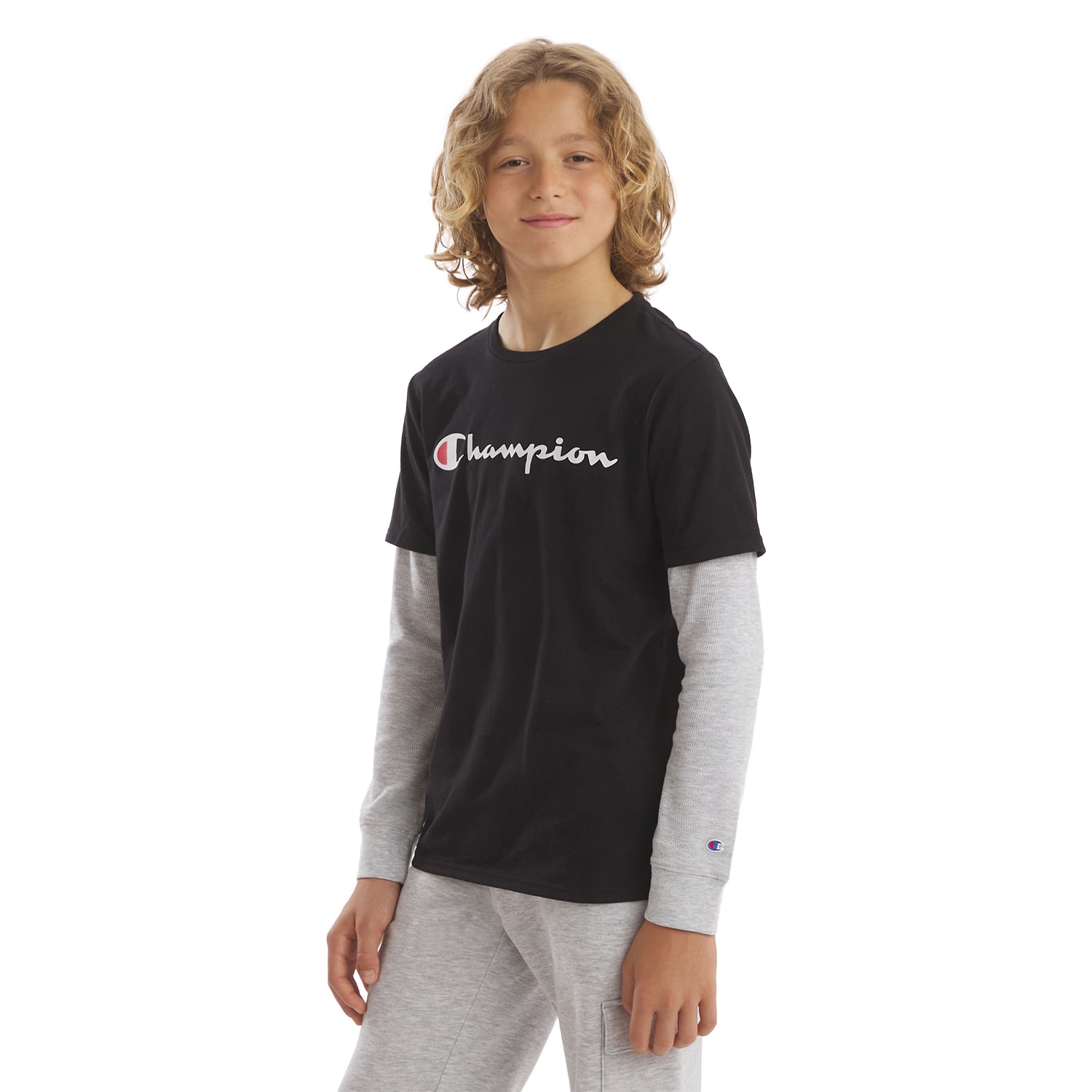 Champion Big Kid Boys Crew Neck Short Sleeve Classic Fit Graphic T-Shirt