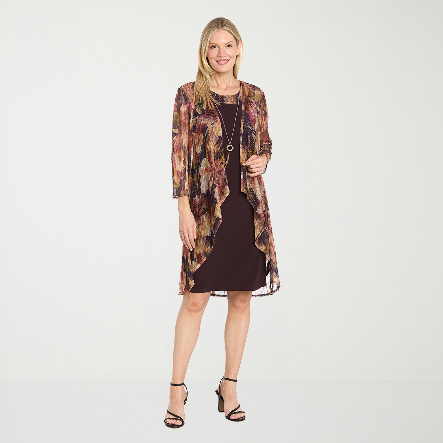 R & M Richards Womens Floral Jacket Dress