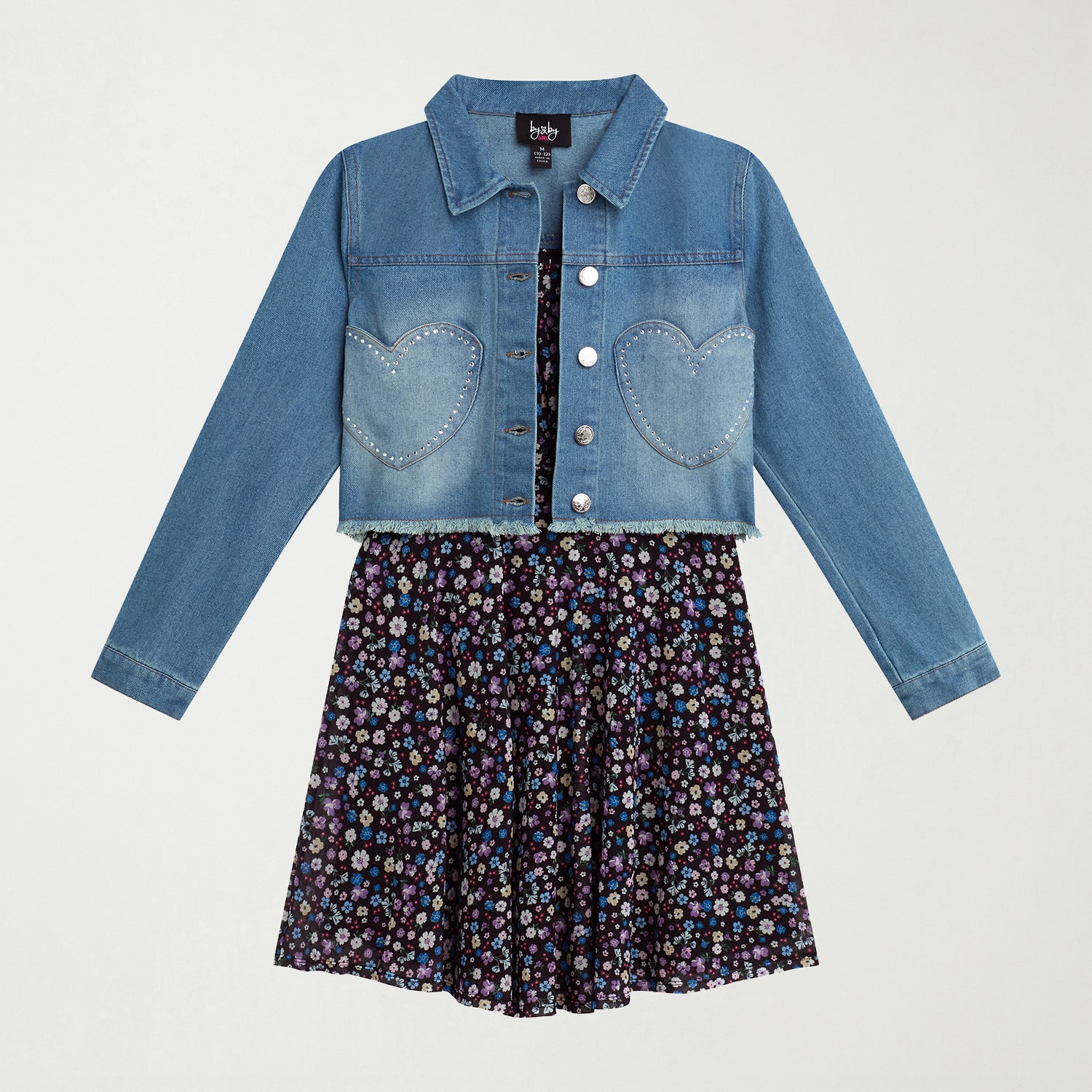 by&by girl Girls Puffed Floral 2-pc. Dress Set