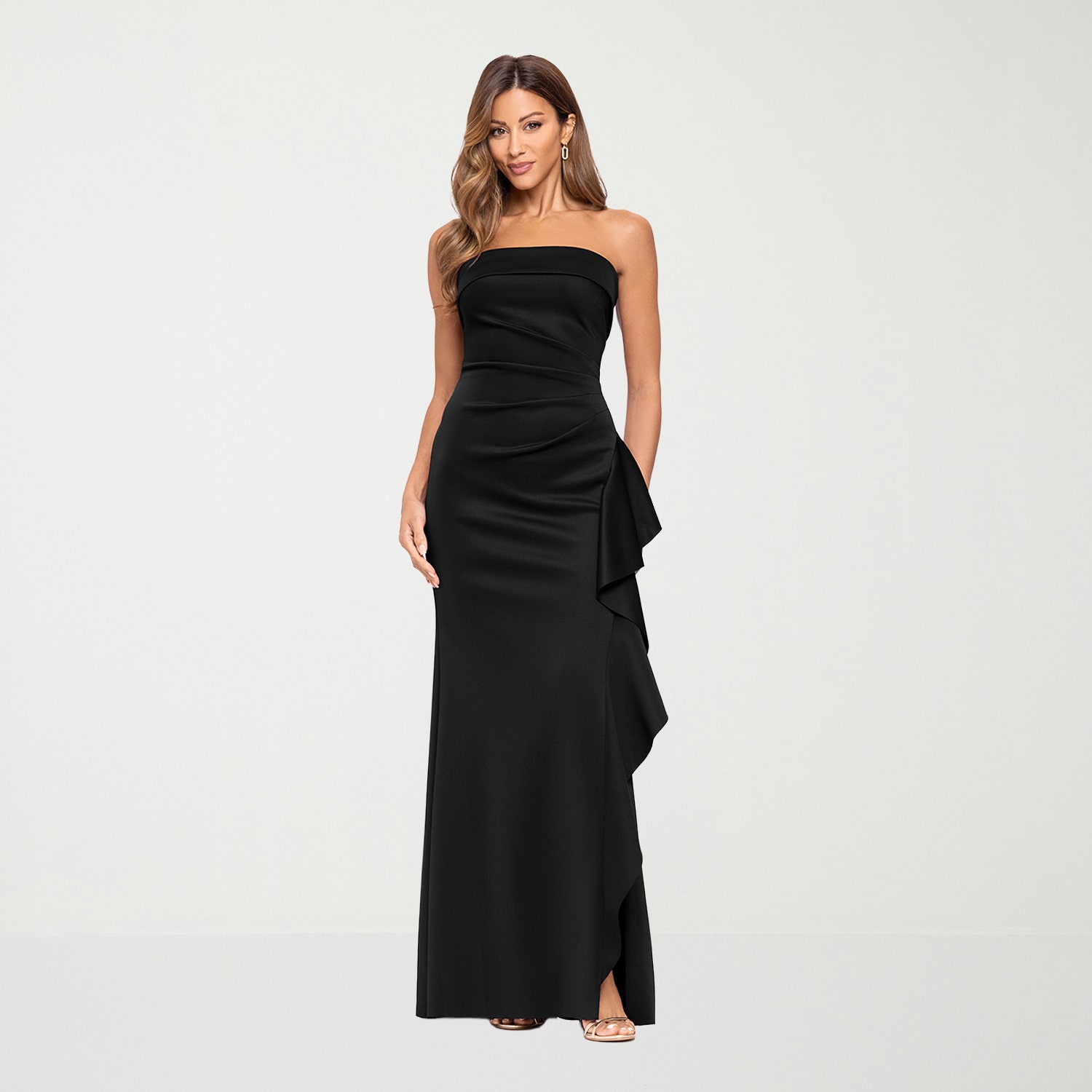 DJ Jaz Womens Straight Neck Sleeveless Evening Gown