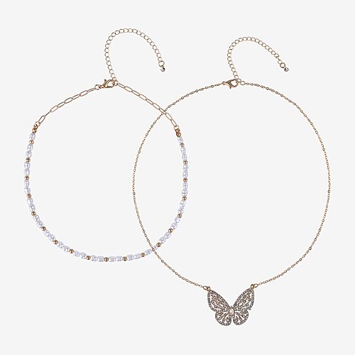 Arizona Womens Butterfly 14 Inch Pendant Necklace In Yellow