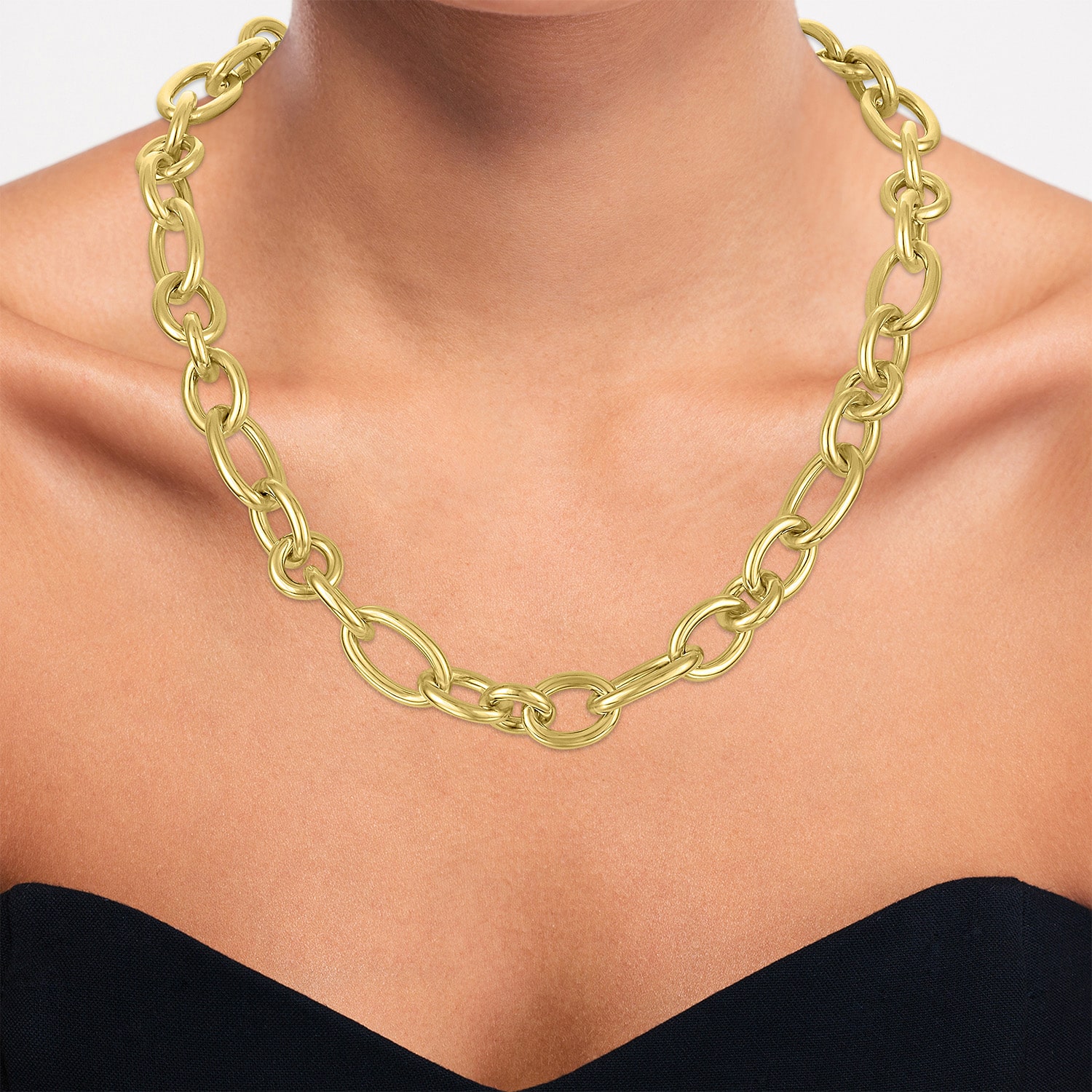 Bold Addiction Womens 14K Gold Over Brass 17 1/2 Inch Chain Necklace