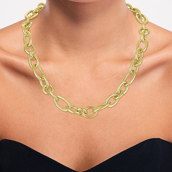 Bold Addiction Womens 14K Gold Over Brass 17 1/2 Inch Chain Necklace