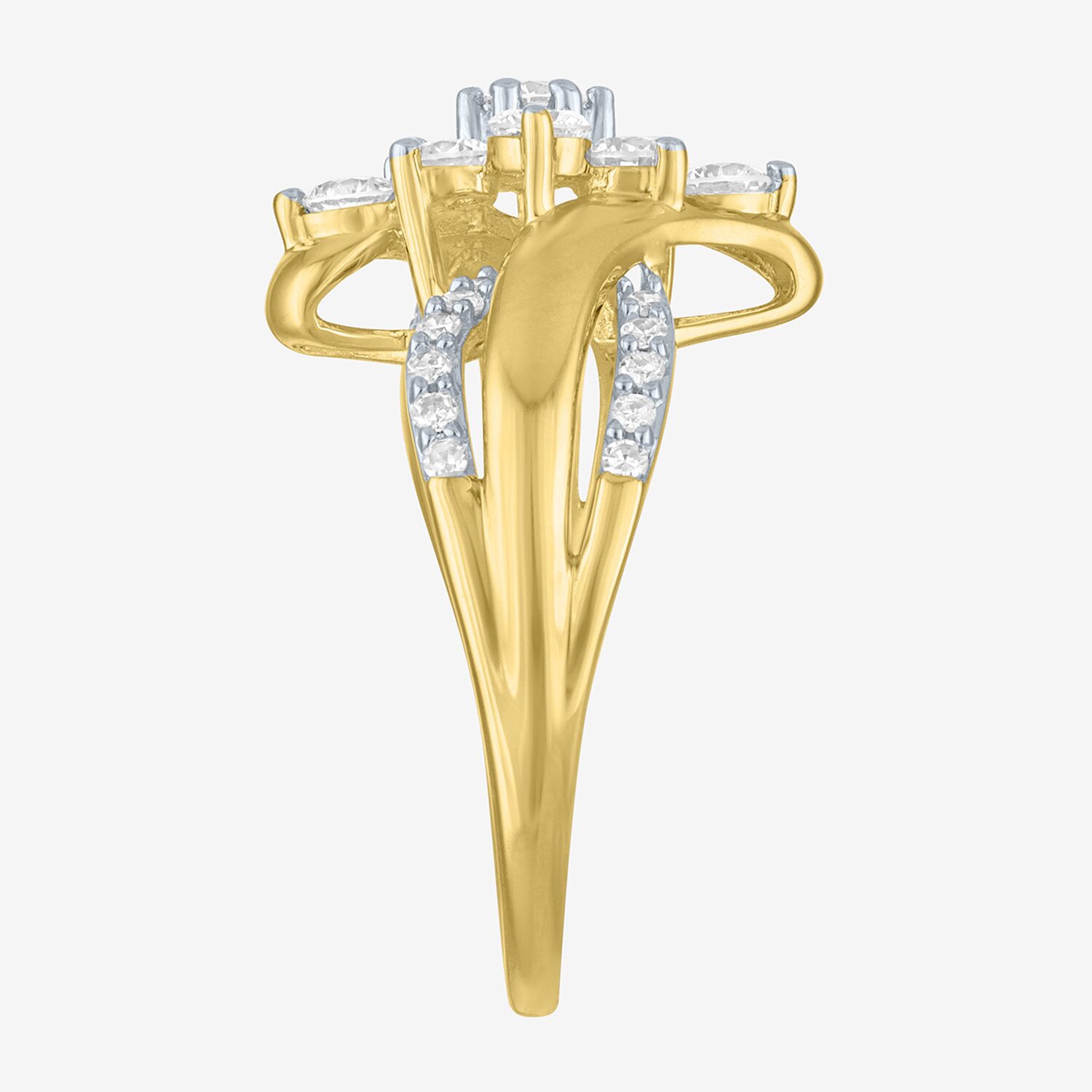 G-H / Si1-Si2 Womens 1 CT. T.W. Lab Grown White Diamond 10K Gold Cluster Cocktail Ring