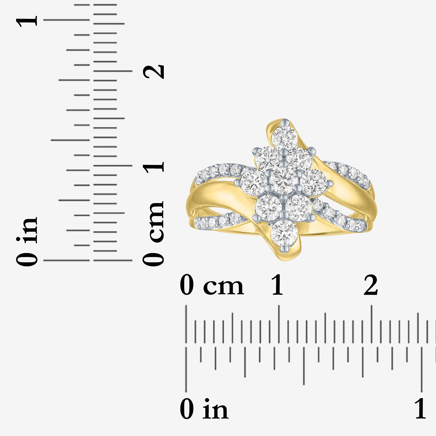 G-H / Si1-Si2 Womens 1 CT. T.W. Lab Grown White Diamond 10K Gold Cluster Cocktail Ring