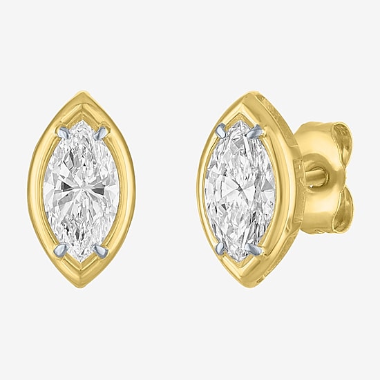 (E-F/Vs1-Vs2) 1 CT. T.W. Lab Grown White Diamond 10K Gold 10.7mm Marquise Stud Earrings