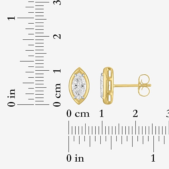 (E-F/Vs1-Vs2) 1 CT. T.W. Lab Grown White Diamond 10K Gold 10.7mm Marquise Stud Earrings