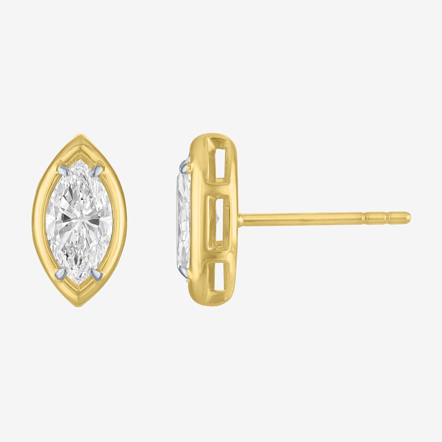 (E-F/Vs1-Vs2) 1 CT. T.W. Lab Grown White Diamond 10K Gold 10.7mm Marquise Stud Earrings