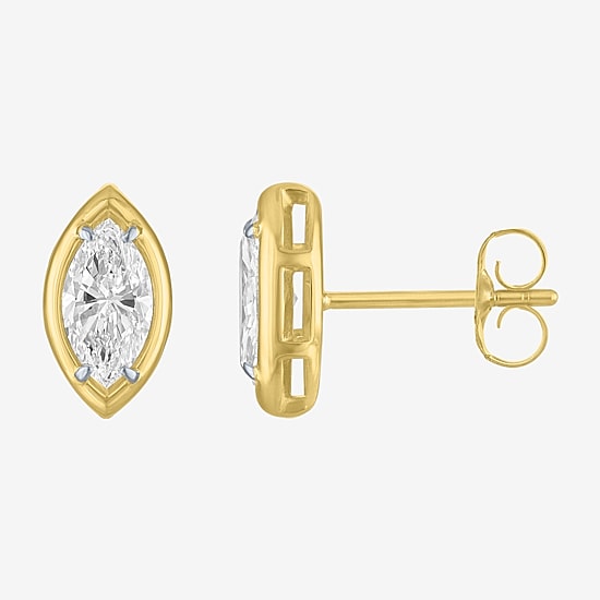 (E-F/Vs1-Vs2) 1 CT. T.W. Lab Grown White Diamond 10K Gold 10.7mm Marquise Stud Earrings