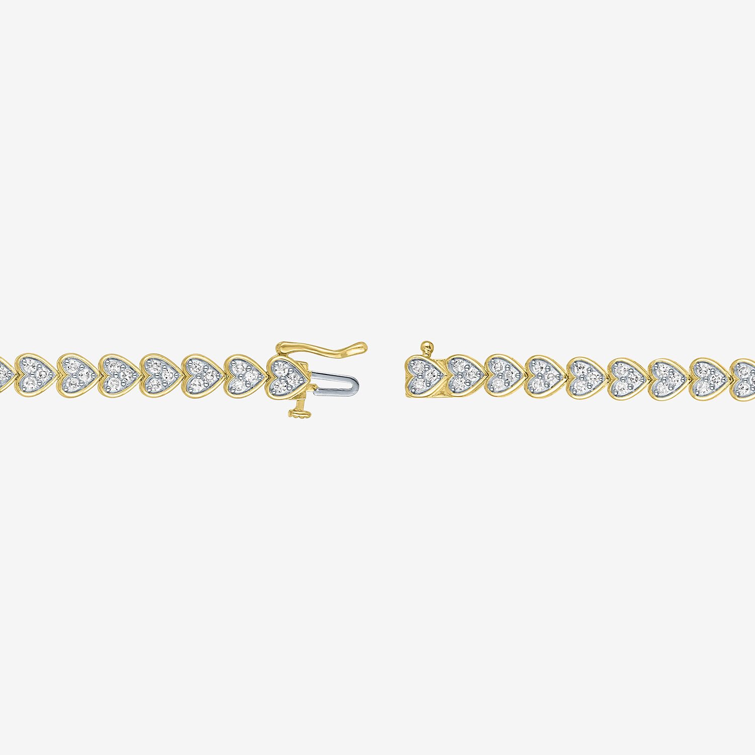 (G-H / Si1-Si2) Womens 2 CT. T.W. Lab Grown White Diamond 14K Gold Over Silver Heart 7.25 Inch Tennis Bracelet