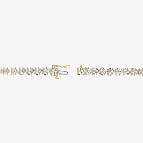 (G-H / Si1-Si2) Womens 2 CT. T.W. Lab Grown White Diamond 14K Gold Over Silver Heart 7.25 Inch Tennis Bracelet