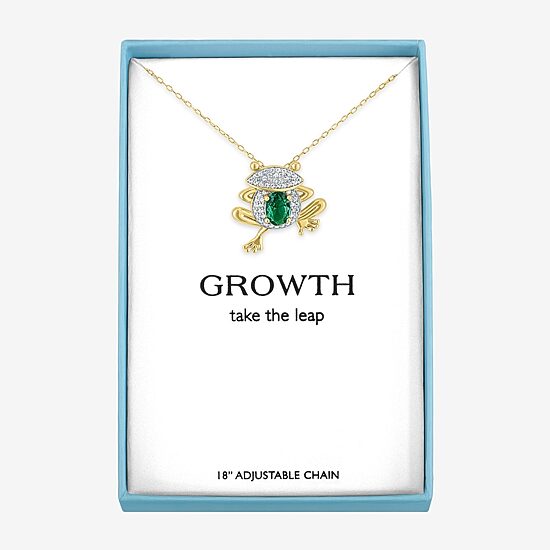 Womens Simulated Green Emerald 14K Gold Over Brass 16 Inch Pendant Necklace