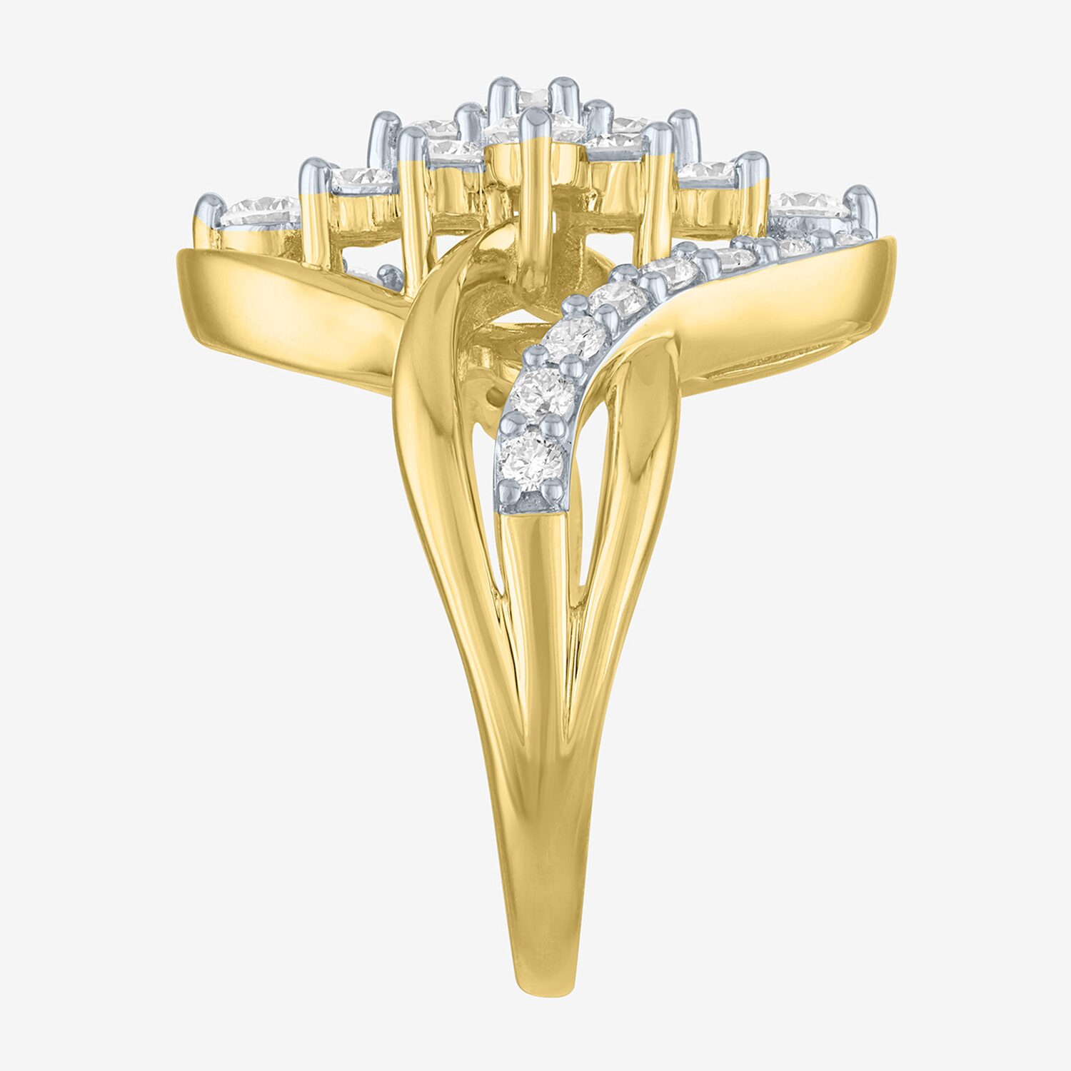 (G-H / Si2-I1) Womens 2 CT. T.W. Lab Grown White Diamond 14K Gold Over Silver Cluster Cocktail Ring