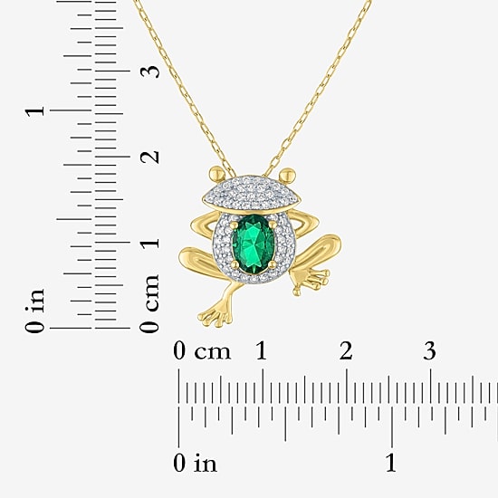 Womens Simulated Green Emerald 14K Gold Over Brass 16 Inch Pendant Necklace