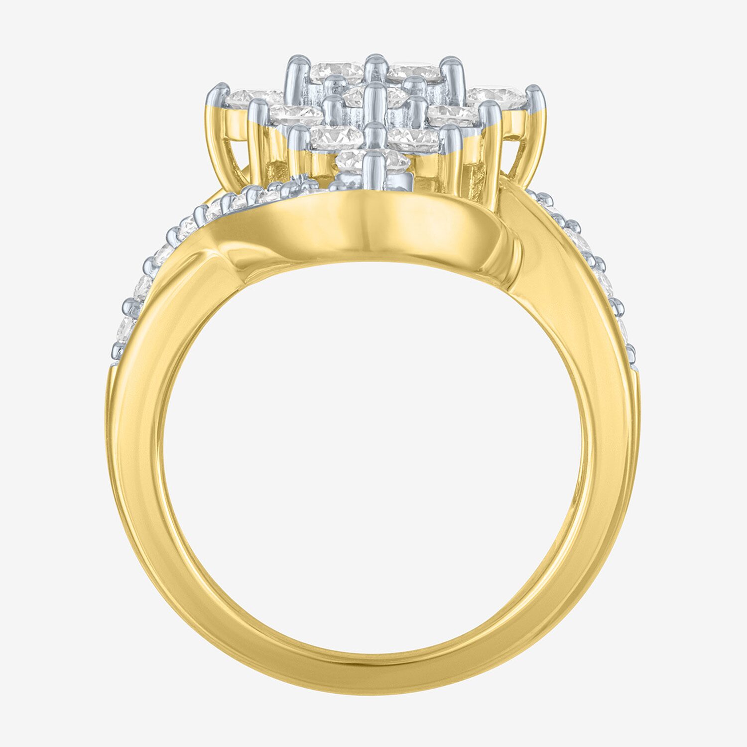 (G-H / Si2-I1) Womens 2 CT. T.W. Lab Grown White Diamond 14K Gold Over Silver Cluster Cocktail Ring