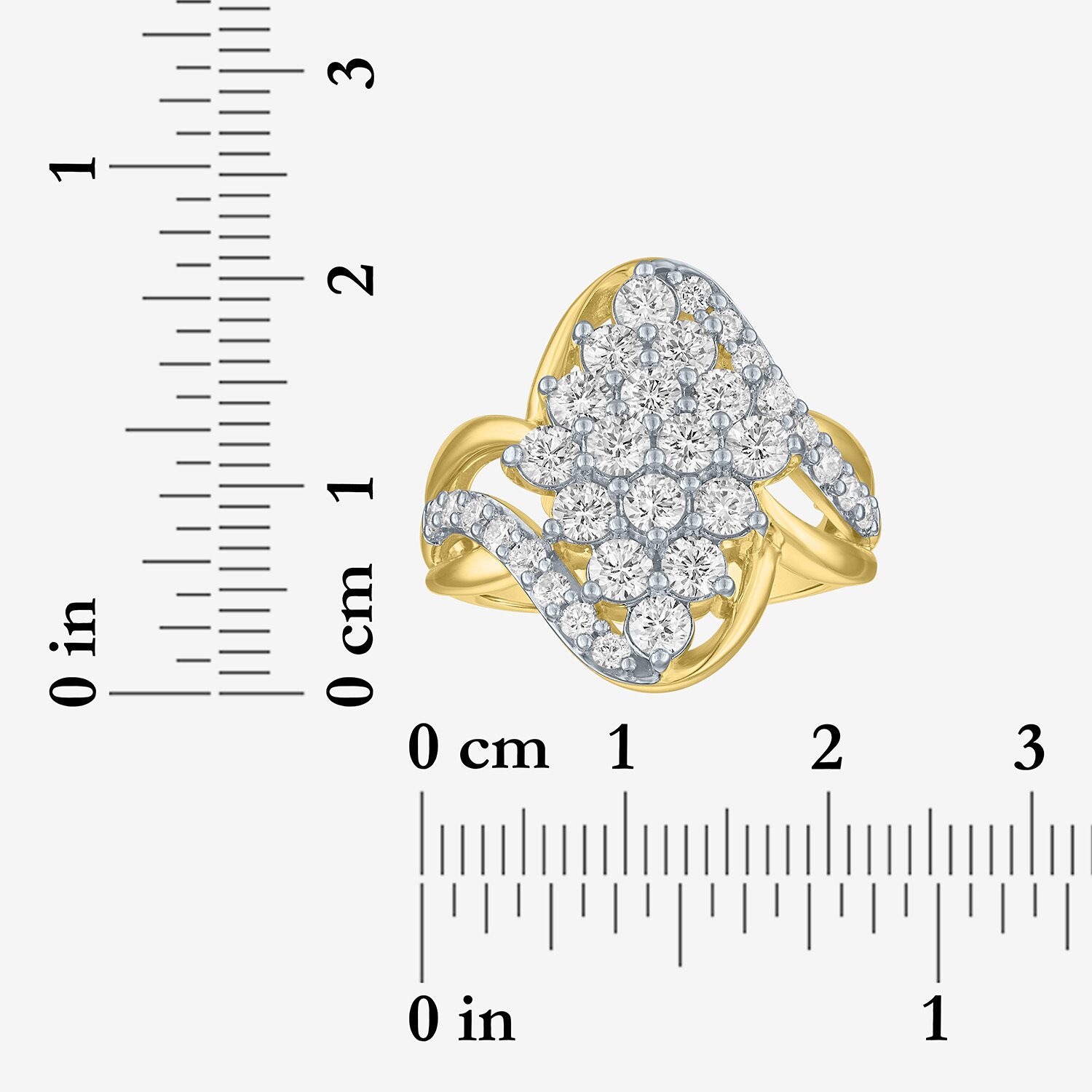 (G-H / Si2-I1) Womens 2 CT. T.W. Lab Grown White Diamond 14K Gold Over Silver Cluster Cocktail Ring