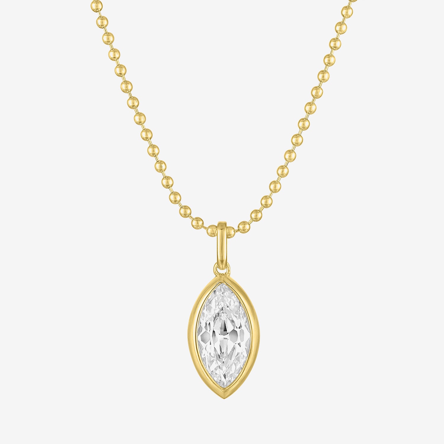 Bold Addiction Womens Lab Created White Sapphire 14K Gold Over Brass 16 Inch Pendant Necklace