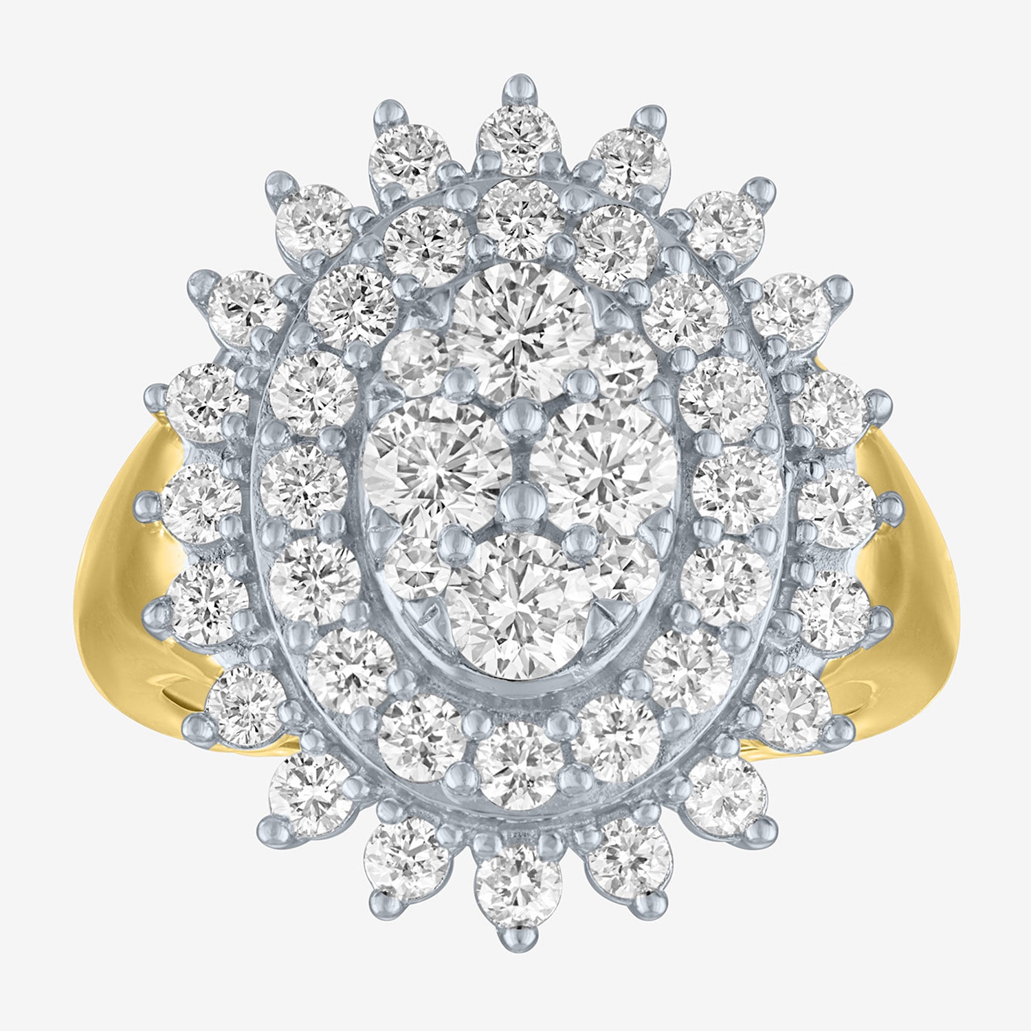 (G-H / Si2-I1) Womens 2 CT. T.W. Lab Grown White Diamond 14K Gold Over Silver Cocktail Ring