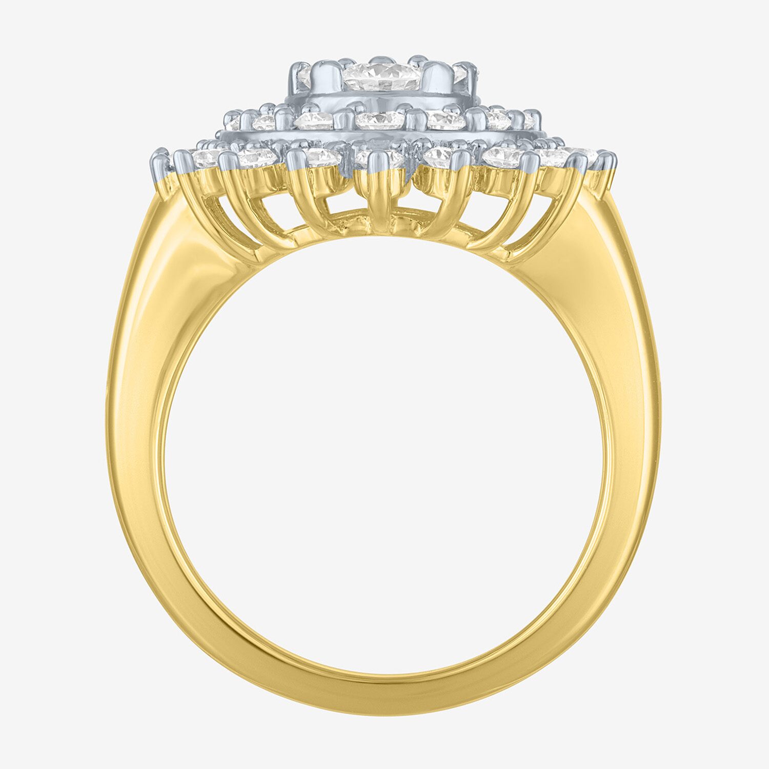 (G-H / Si2-I1) Womens 2 CT. T.W. Lab Grown White Diamond 14K Gold Over Silver Cocktail Ring