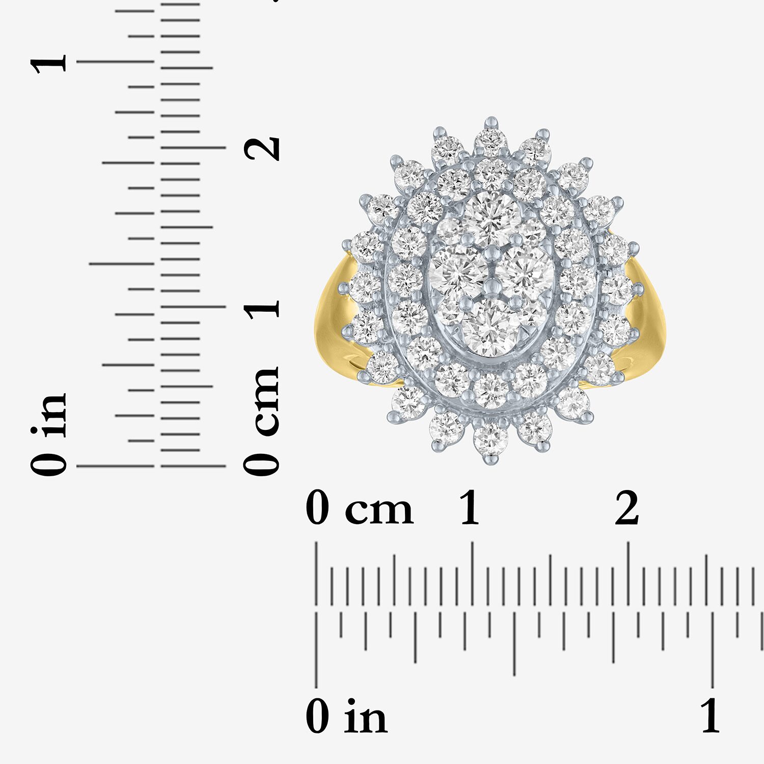 (G-H / Si2-I1) Womens 2 CT. T.W. Lab Grown White Diamond 14K Gold Over Silver Cocktail Ring