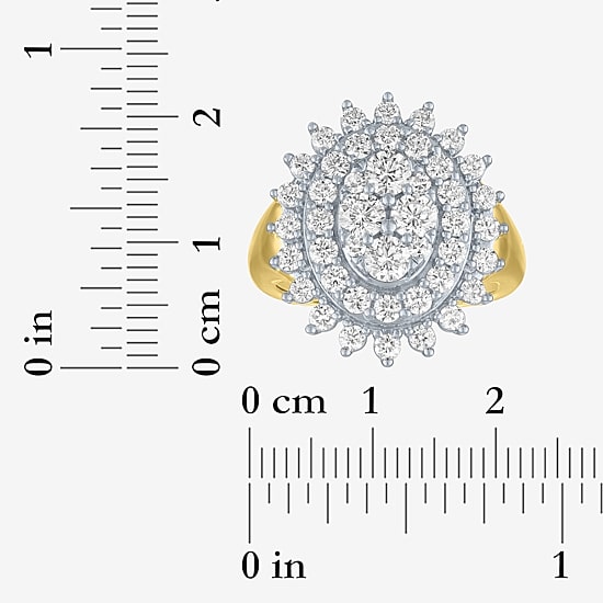 (G-H / Si2-I1) Womens 2 CT. T.W. Lab Grown White Diamond 14K Gold Over Silver Cocktail Ring
