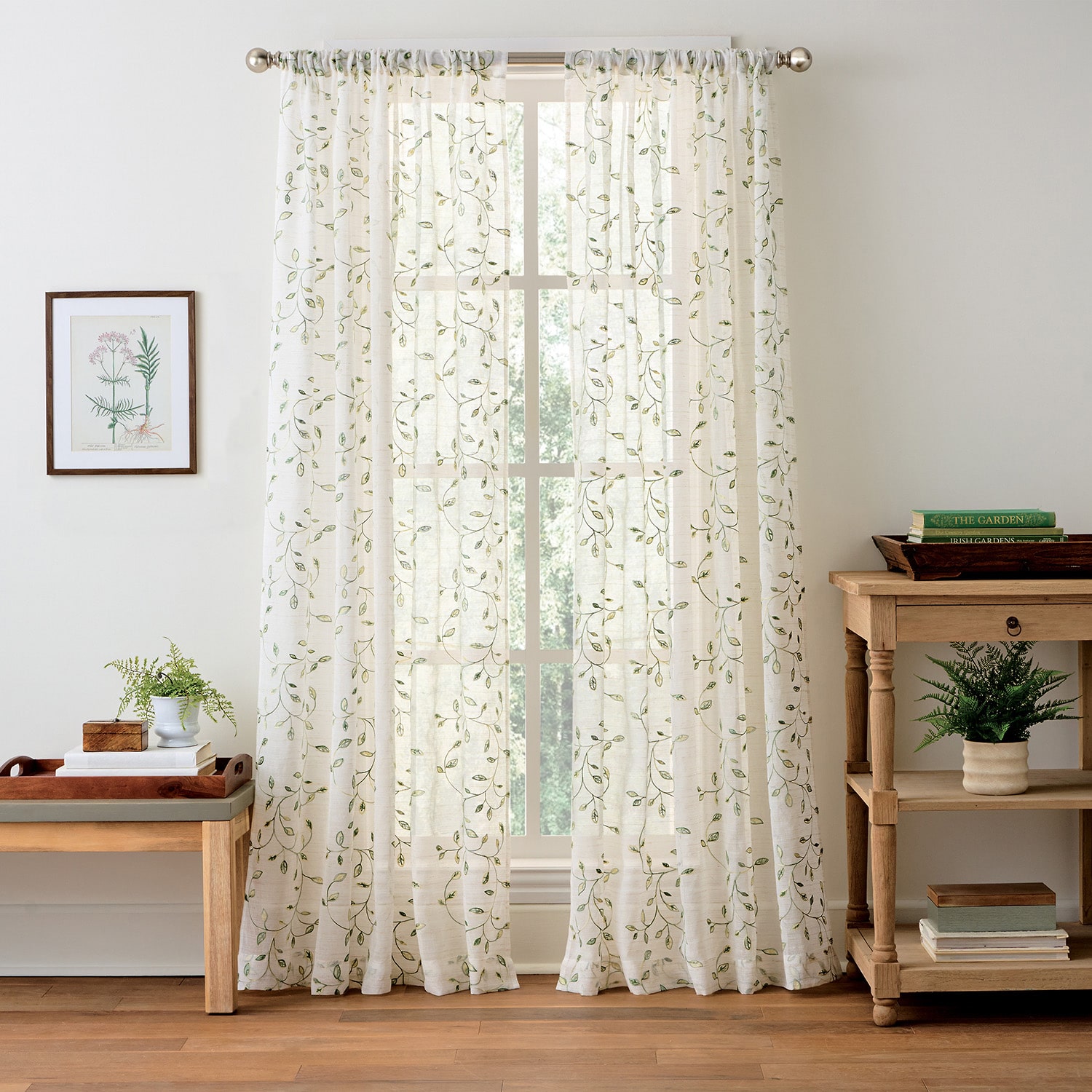 Martha Stewart Durham Rod Pocket Sheer Set of 2 Curtain Panel