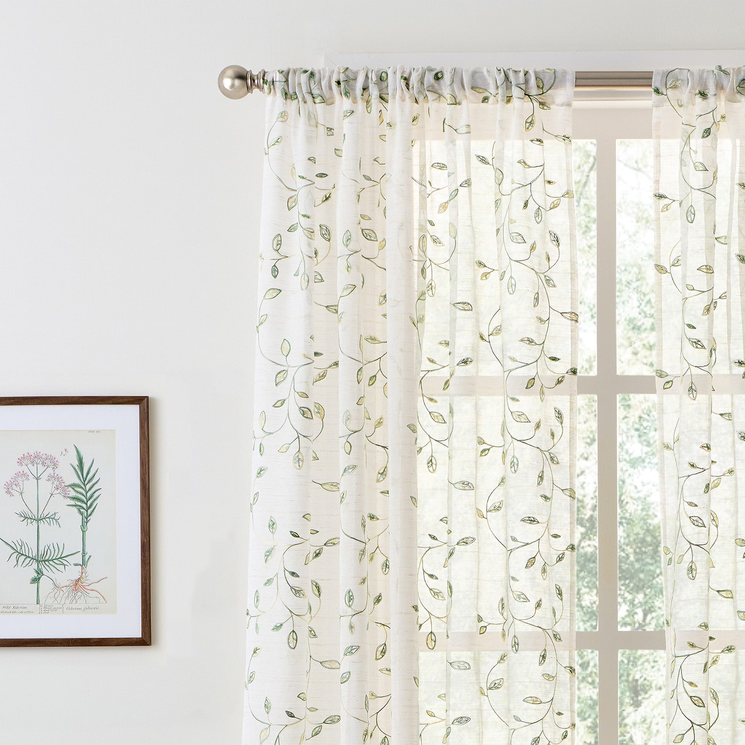 Martha Stewart Durham Rod Pocket Sheer Set of 2 Curtain Panel
