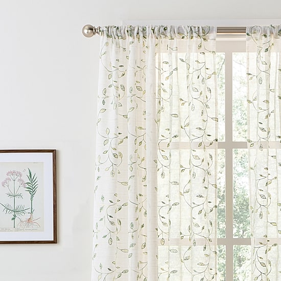 Martha Stewart Durham Rod Pocket Sheer Set of 2 Curtain Panel