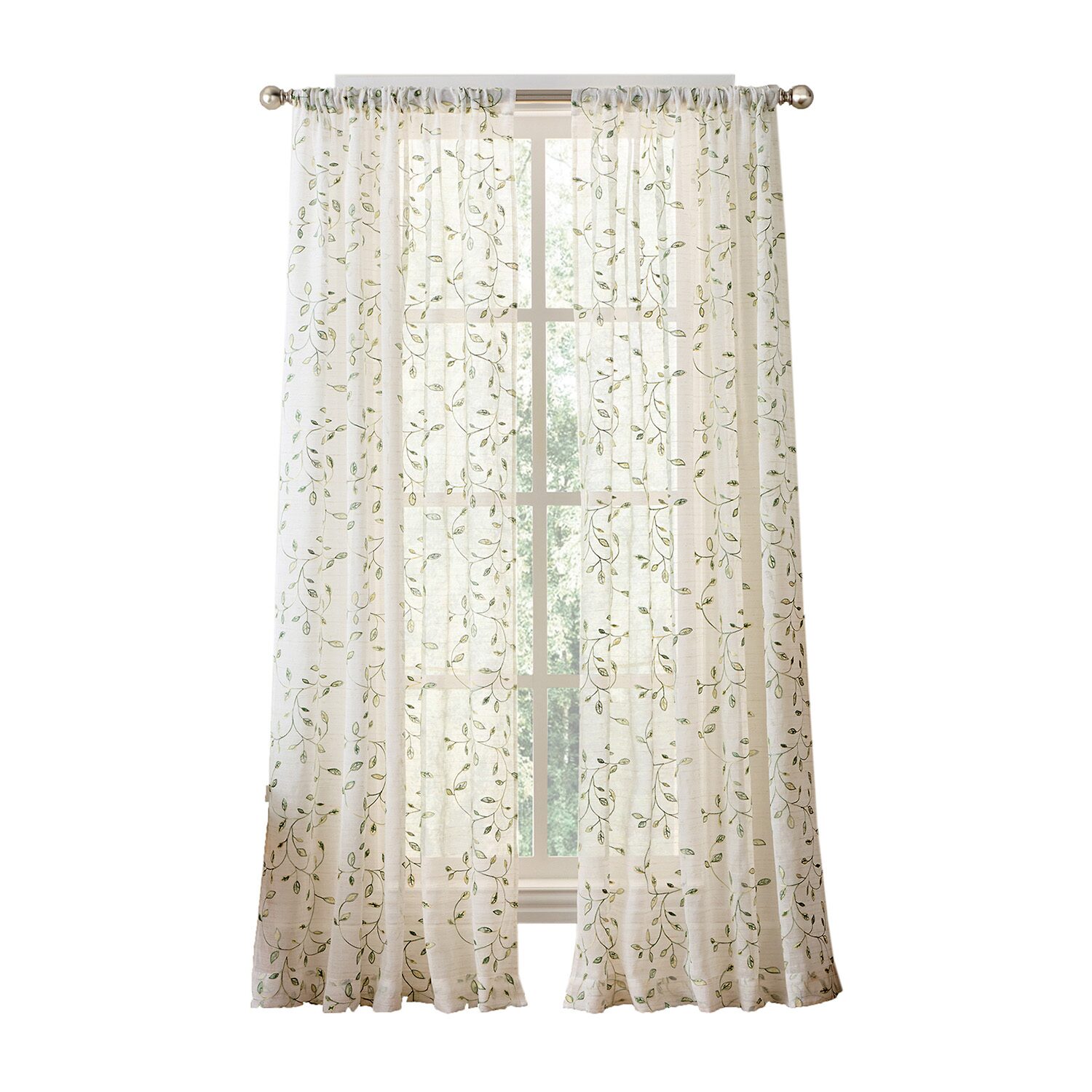 Martha Stewart Durham Rod Pocket Sheer Set of 2 Curtain Panel