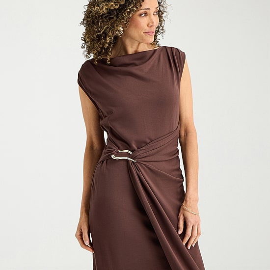 MSK Womens Midi Round Neck Sleeveless Cap Fit + Flare Dress