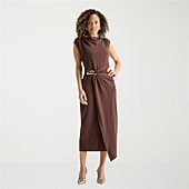 MSK Womens Midi Round Neck Sleeveless Cap Fit + Flare Dress