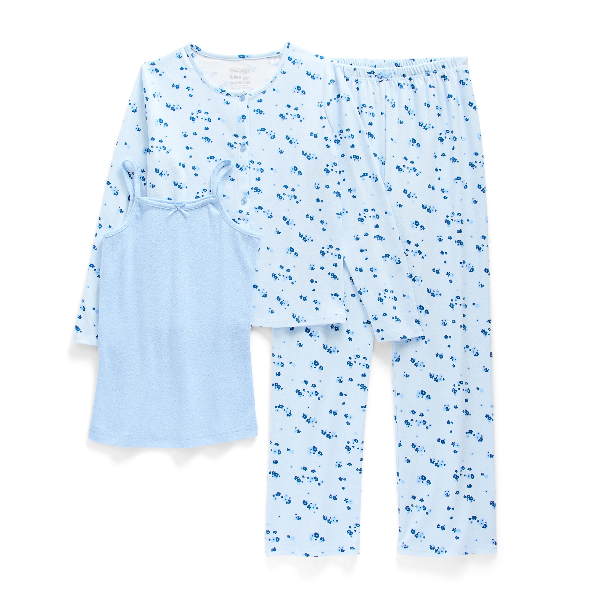 Sleep On It Little & Big Kid Girls Round Neck Long Sleeve 3-pc. Pajama Set