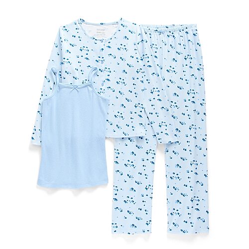 Sleep On It Little & Big Kid Girls Round Neck Long Sleeve 3-pc. Pajama Set In Blue