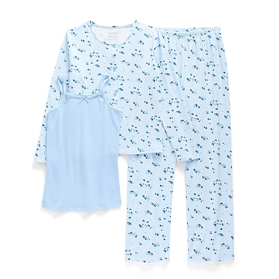 Sleep On It Little & Big Kid Girls Round Neck Long Sleeve 3-pc. Pajama Set