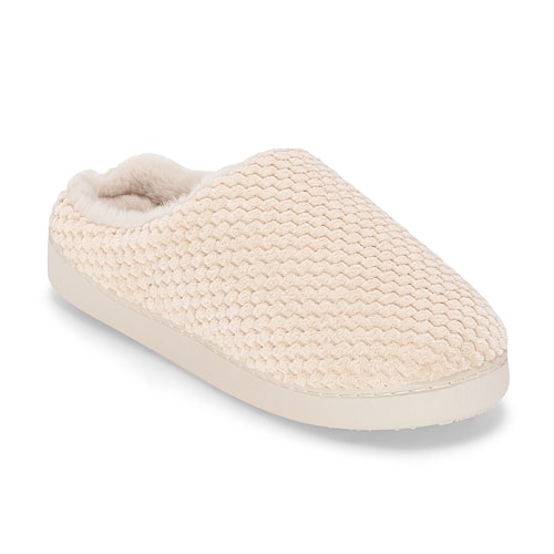 Cuddl Duds Popcorn Womens Memory Foam Clog Slippers In Beige